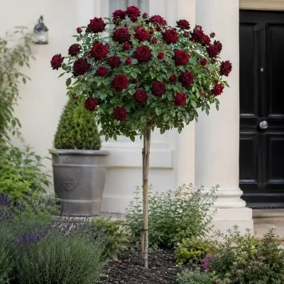 Роза штамбовая Black Baccara фото