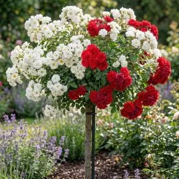 Роза штамбовая Guirlande d'Amour/Scarlet Meillandecor фото