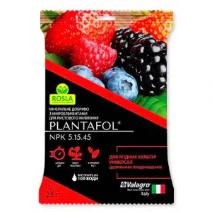 Комплексное минеральное универсальное удобрение для ягодных культур, Plantafol (Плантафол), 25г, NPK 5.15.45 фото