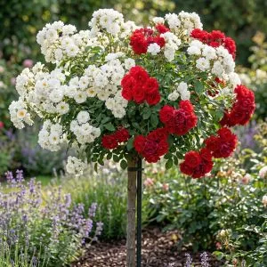 Роза штамбовая Guirlande d'Amour/Scarlet Meillandecor фото