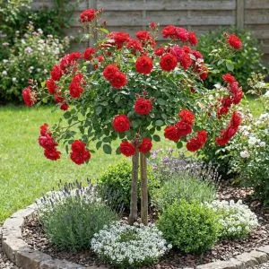 Роза штамбовая Scarlet Meillandecor фото